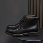 Plain Toe Leather Derby Ankle Boots for Men