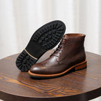 Men's Leather Wingtip Brogue Back-Zip Ankle Dress Boots