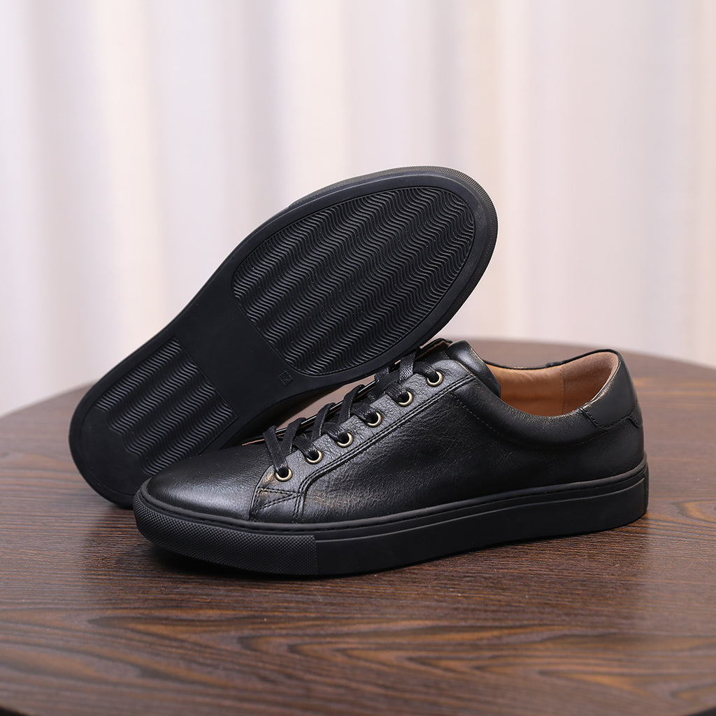 Men's Luxury Full-Grain Leather Low-Top Sneakers