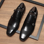 Fashion Men's Double Buckle Dress Shoes Genuine Leather