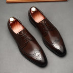 all leather men's Brogue dress shoes Business Lace-up Derby shoes