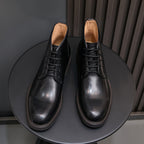 Plain Toe Leather Derby Ankle Boots for Men