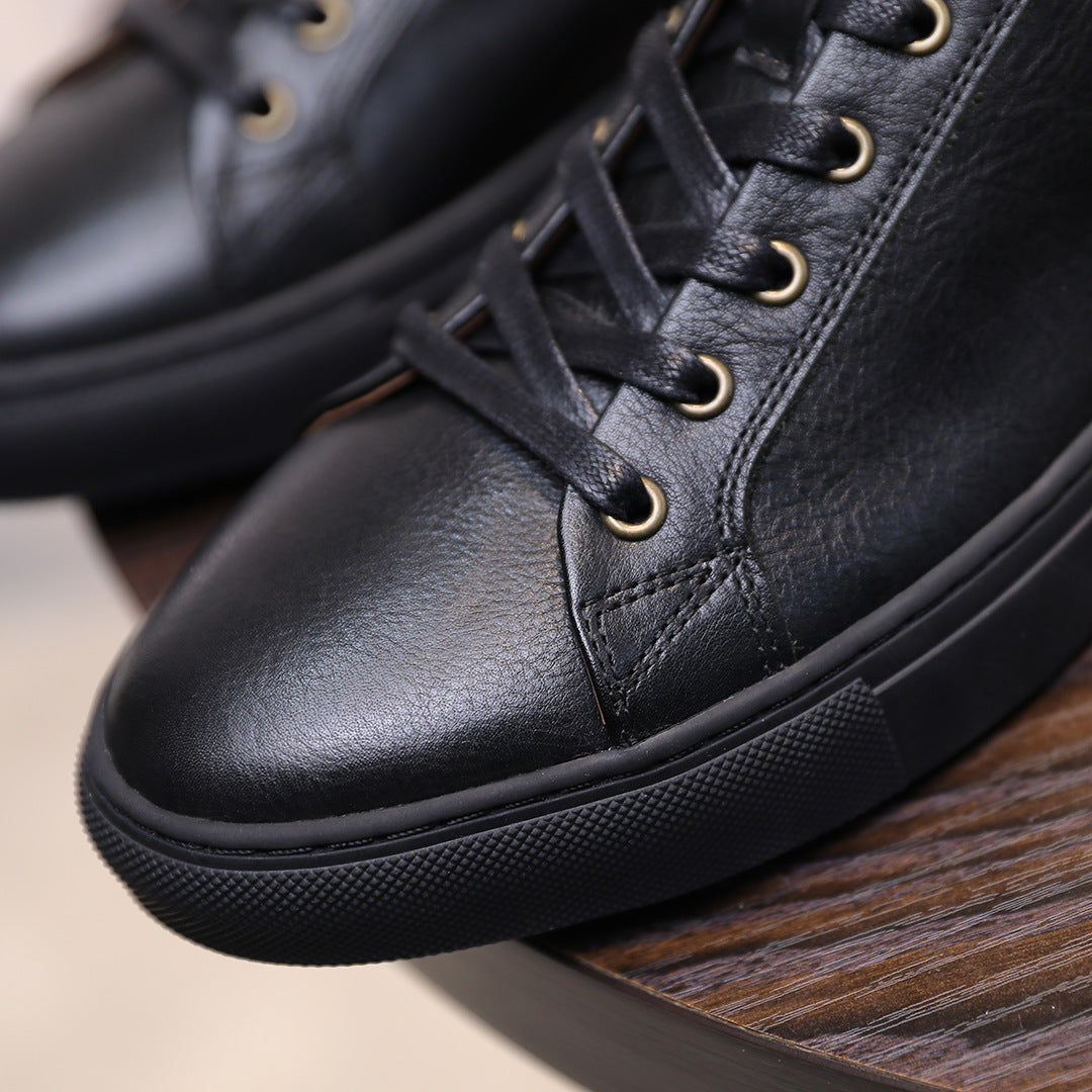 Men's Luxury Full-Grain Leather Low-Top Sneakers
