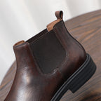 Men's Leather Plain Toe Elastic Gore Chelsea Dress Boots