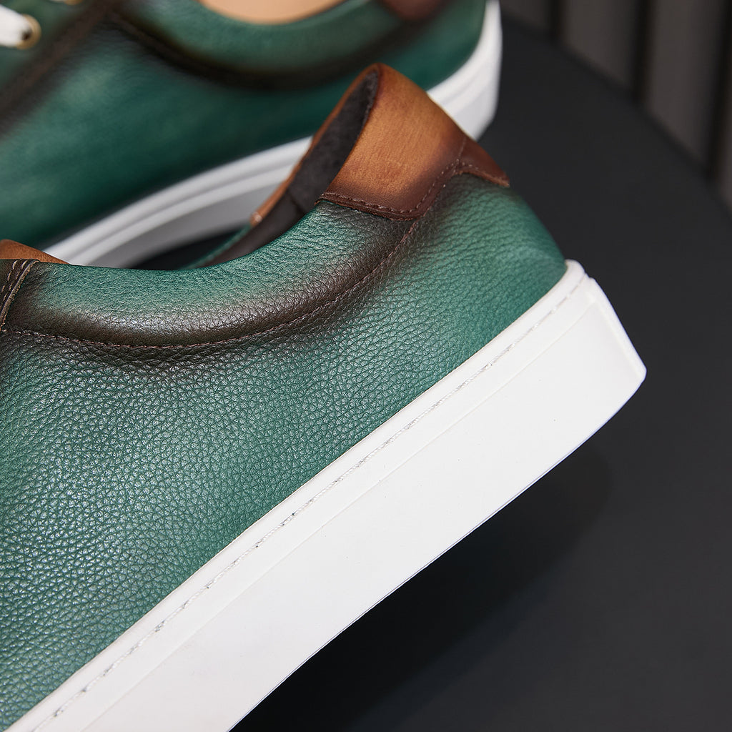 Men's Premium Two-Tone Patina Leather Sneakers