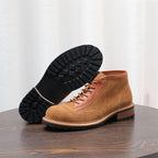 Men's Suede Leather-Trim Lug Sole Lace-Up Ankle Boots