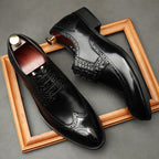 Brogue dress shoes for men Formal Lace-up Derby shoes