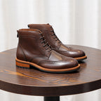 Men's Leather Wingtip Brogue Back-Zip Ankle Dress Boots