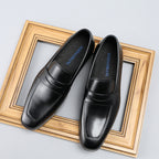 Chaussures habillées pour homme en cuir gaufré, à enfiler - Style britannique, bout pointu, tenue de ville formelle
