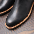Men's Leather Contrast Welt Lug Sole Chelsea Dress Boots