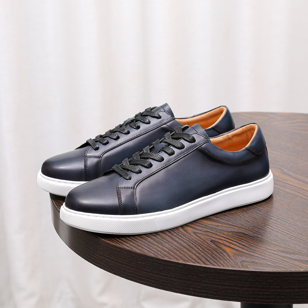 Men's Premium Minimalist Patina Leather Casual Sneakers