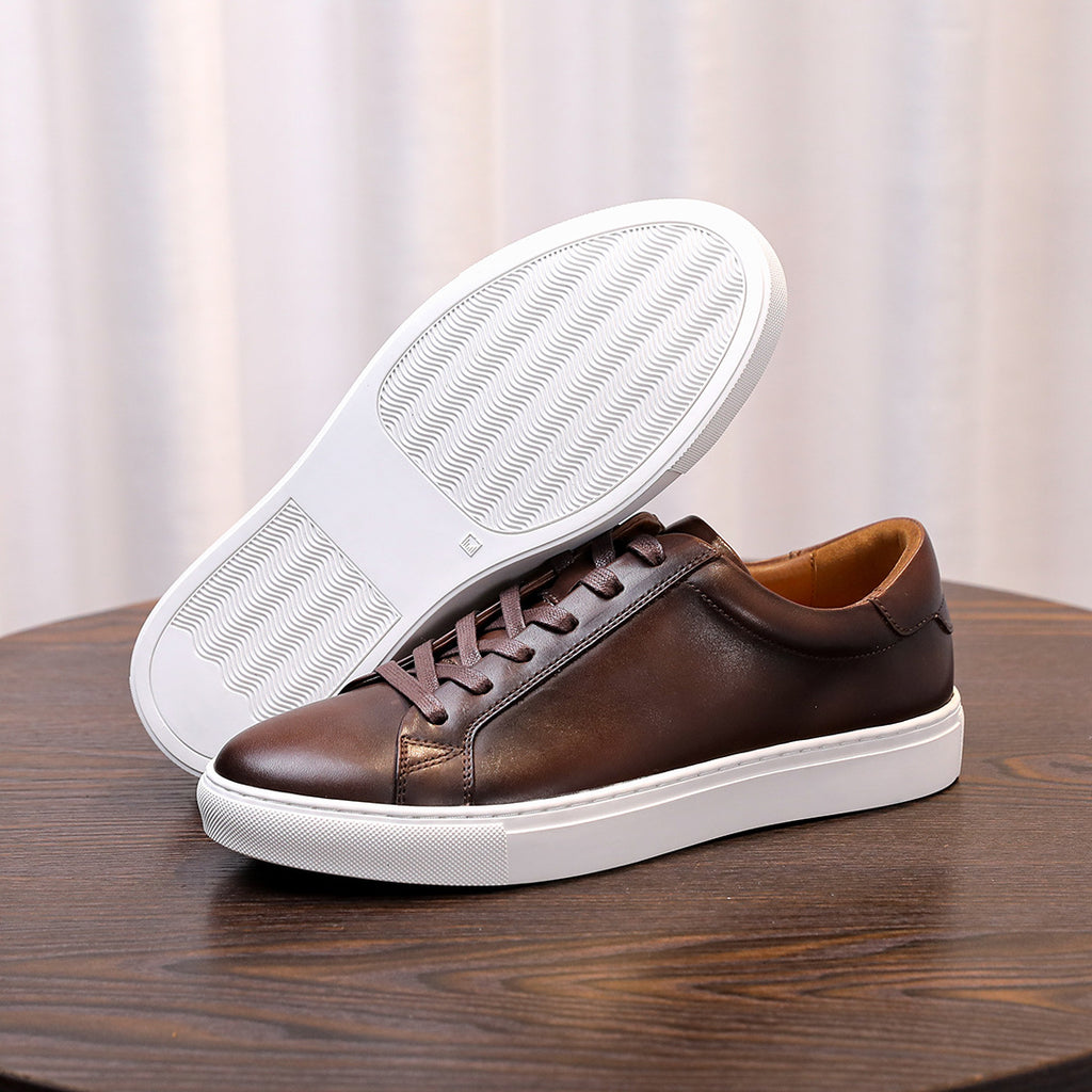 Men's Premium Gradient Patina Leather Sneakers