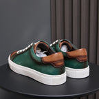 Men's Premium Two-Tone Patina Leather Sneakers
