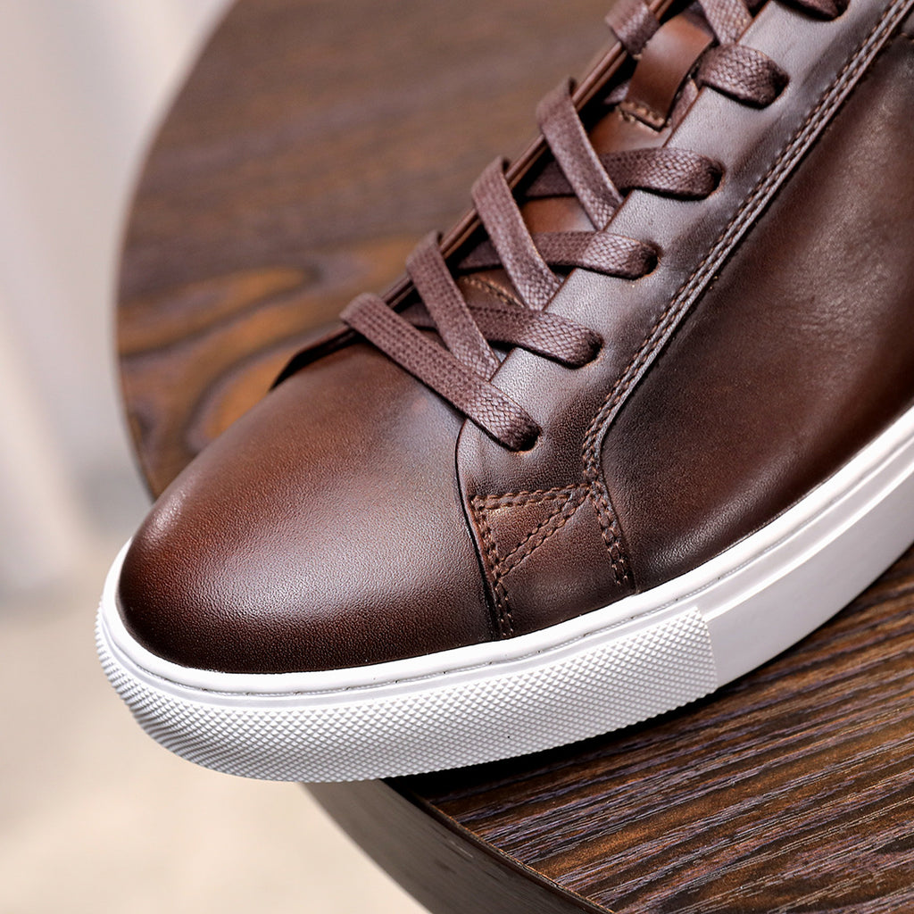 Men's Premium Gradient Patina Leather Sneakers