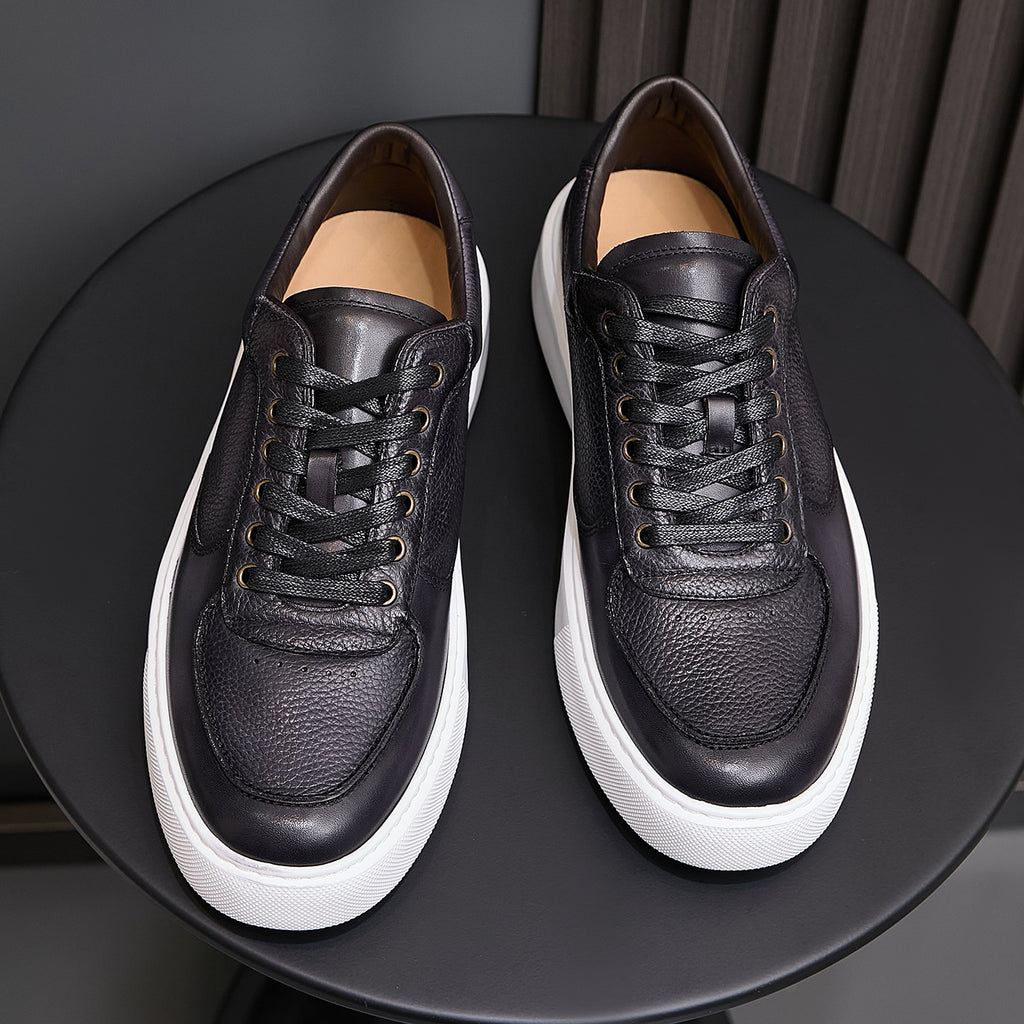 Men's Premium Patina Leather Dress Casual Sneakers