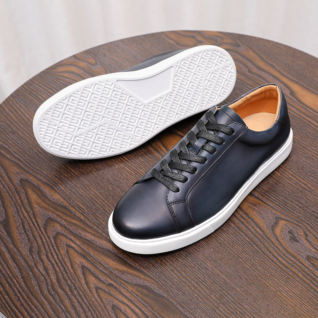 Men's Premium Minimalist Patina Leather Casual Sneakers