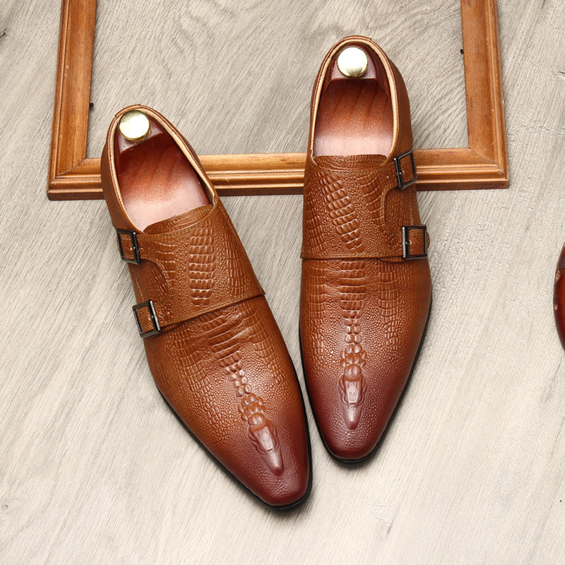 Men's Scaly Twin-Buckle Shoes: Fashion Elite-Groomsman Dress Shoes