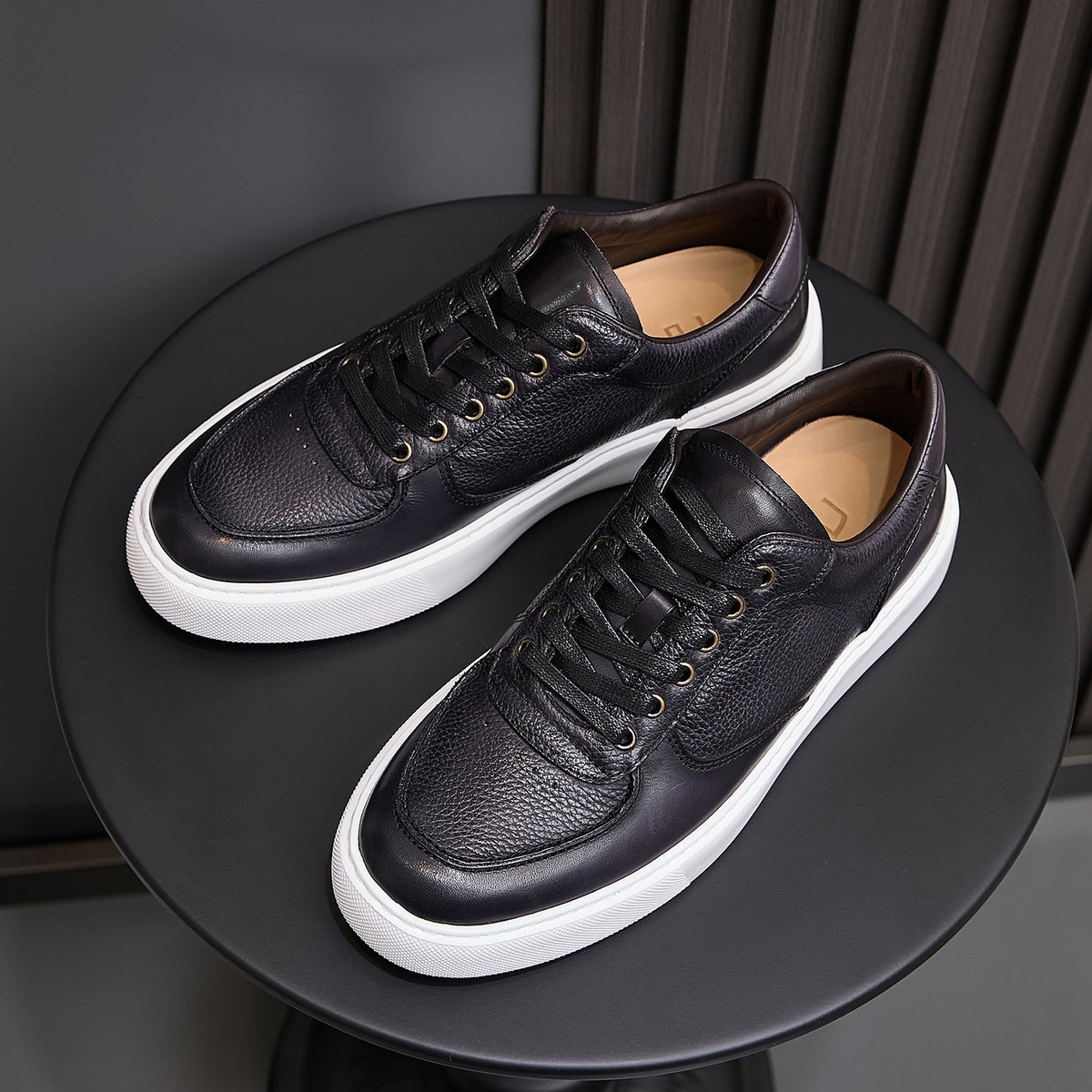 Men's Premium Patina Leather Dress Casual Sneakers