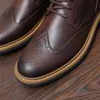 Wingtip Brogue Leather Back-Zip Lace-Up Boots for Men