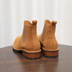 Round Plain Toe Suede Contrast-Welt Chelsea Boots for Men