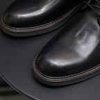 Plain Toe Leather Derby Ankle Boots for Men