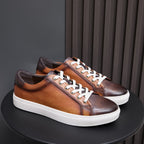Men's Premium Two-Tone Patina Leather Sneakers