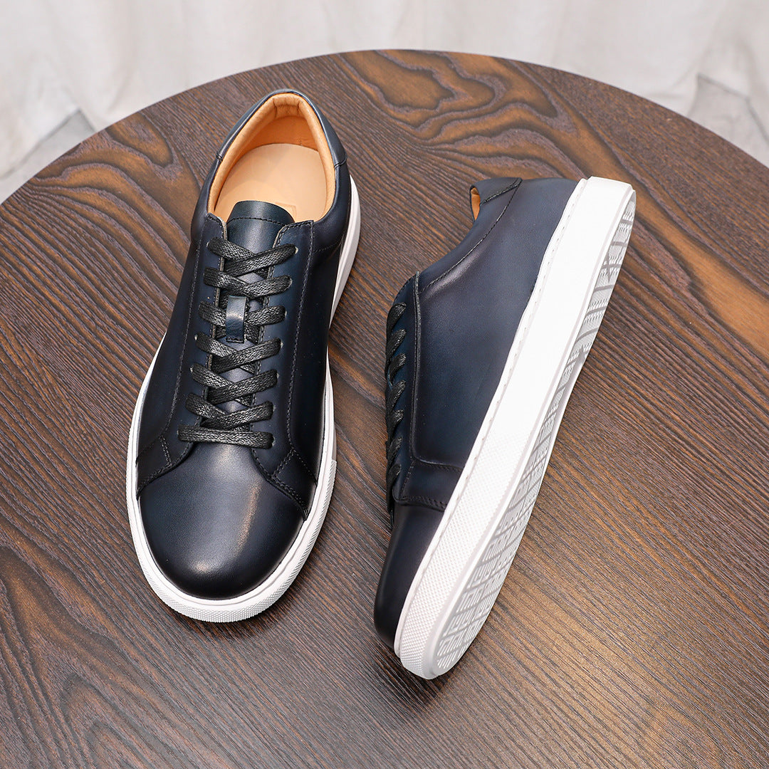 Men's Premium Minimalist Patina Leather Casual Sneakers