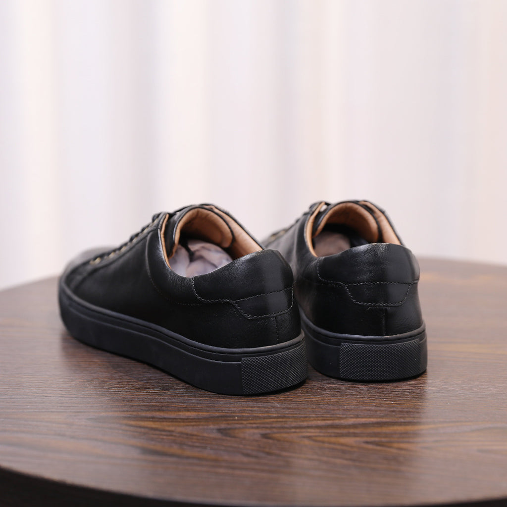 Men's Luxury Full-Grain Leather Low-Top Sneakers