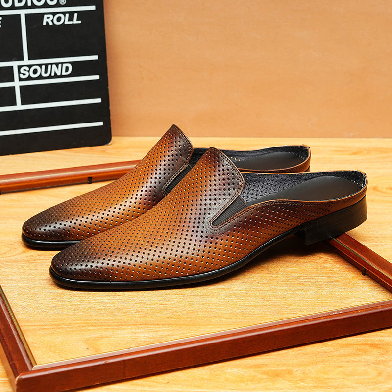 Men's Cutout Leather Closed-Toe Mule Loafers