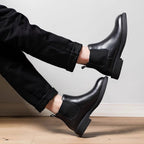 Men's Leather Plain Toe Elastic Gore Chelsea Dress Boots