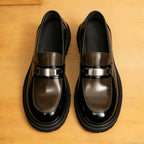 Men's Polished Round Toe Platform Leather Dress Loafers