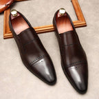 Men's Stitched Cap Toe Pointed Dress Loafers