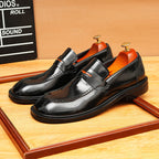 Men's Glossy Round Toe Slip-On Leather Formal Shoes