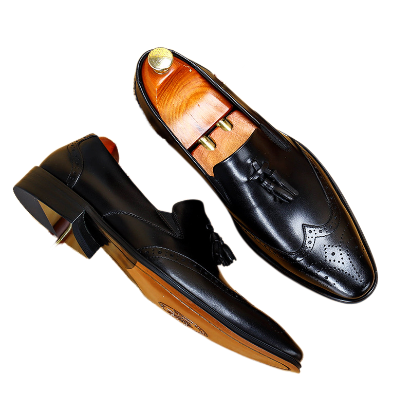 Men's Classic Leather Brogue Tassel Loafers
