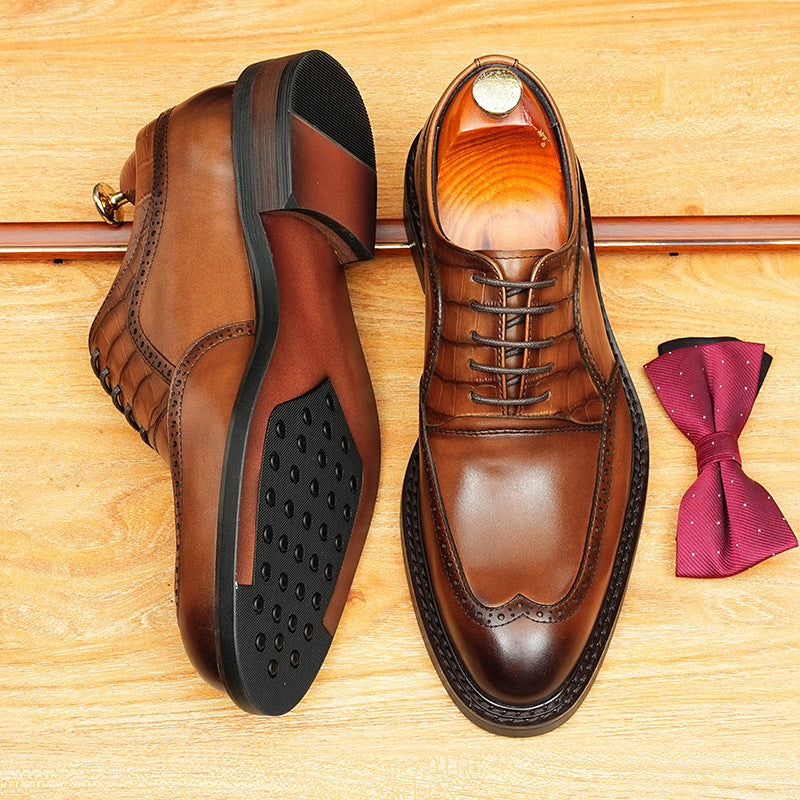 Fashion Brown Leather Men's Oxford Dress Shoes