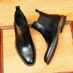 Men's Classic Cap Toe Slip-On Leather Chelsea Boots