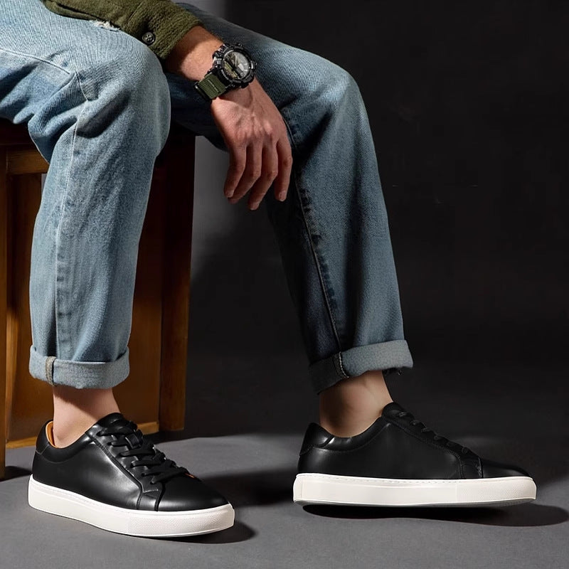 Men's Classic Triple-White Leather Low-Top Sneakers