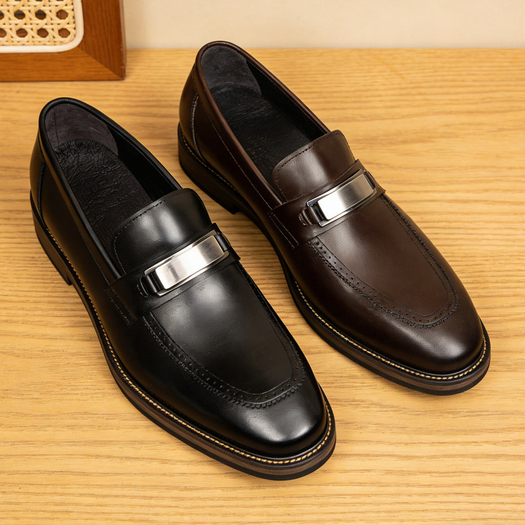 Men's Vintage Pointed Toe Leather Wedding Dress Loafers