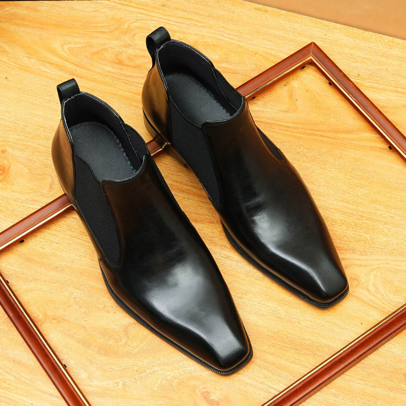 Men's Genuine Leather Slip-On Chelsea Dress Boots