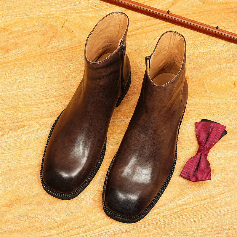 Men's Classic Genuine Leather Side-Zip Dress Boots