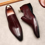 Men's Polished Leather Pointed Toe Dress Loafers