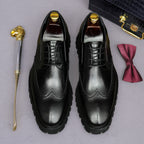 Men's Patina Leather Chunky Lug Sole Wingtip Derby Shoes