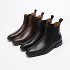 Pointed Plain Toe Leather Chelsea Boots for Men