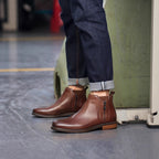 Men's Leather Plain Toe Side-Zip Chelsea Dress Boots