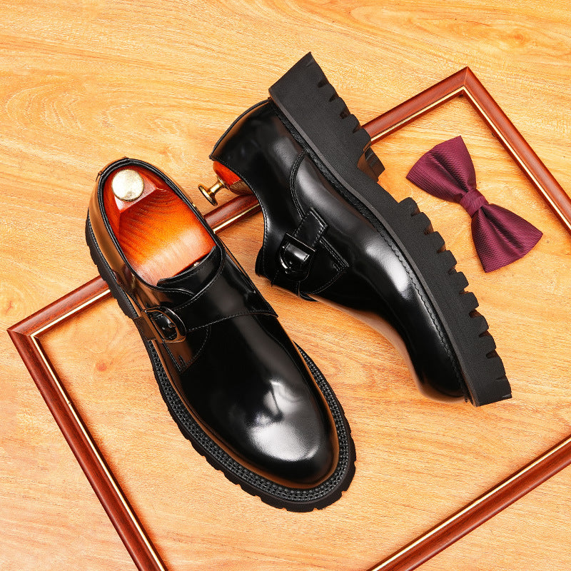 Men's Minimal Single Monk Strap Leather Formal Shoes