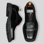 Men's Chunky Lug Sole Cap Toe Haircalf Leather Derbies