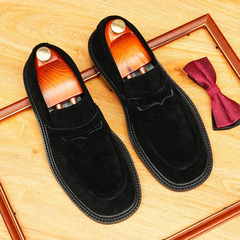 Men's Suede Round Toe Slip-On Formal Loafers