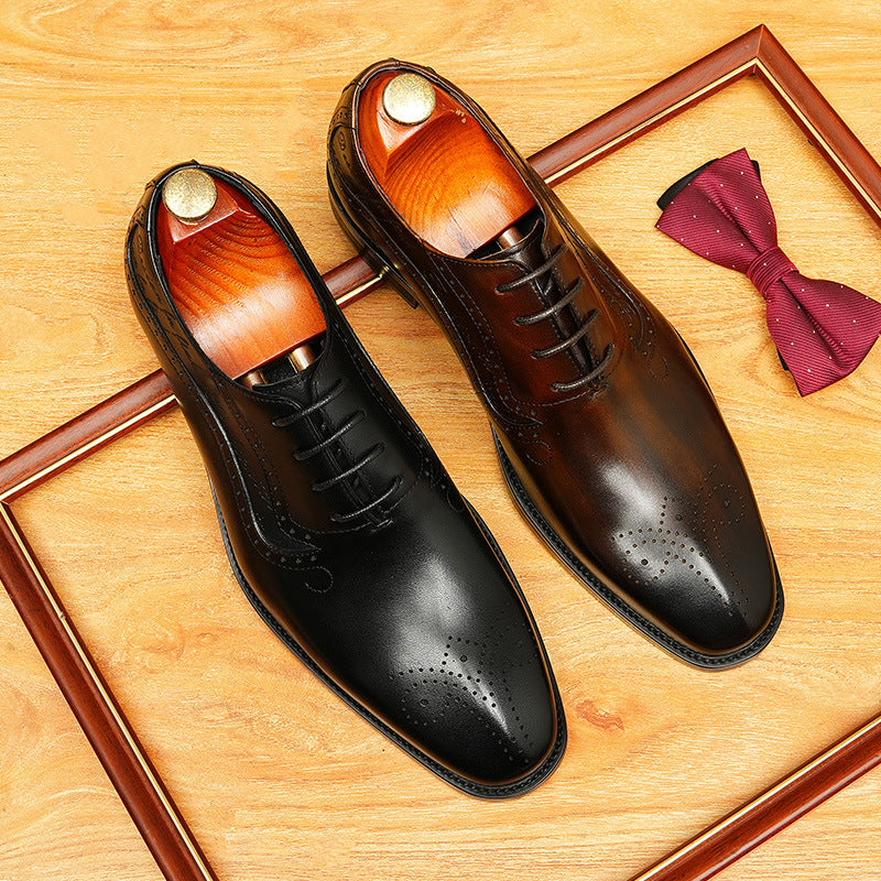 bomeishoes Fashion mens leather oxford shoes Lace-up dress shoes