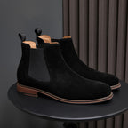 Almond Plain Toe Suede Chelsea Boots for Men