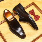 Men's Burnished Patent Leather Pointed Toe Loafers